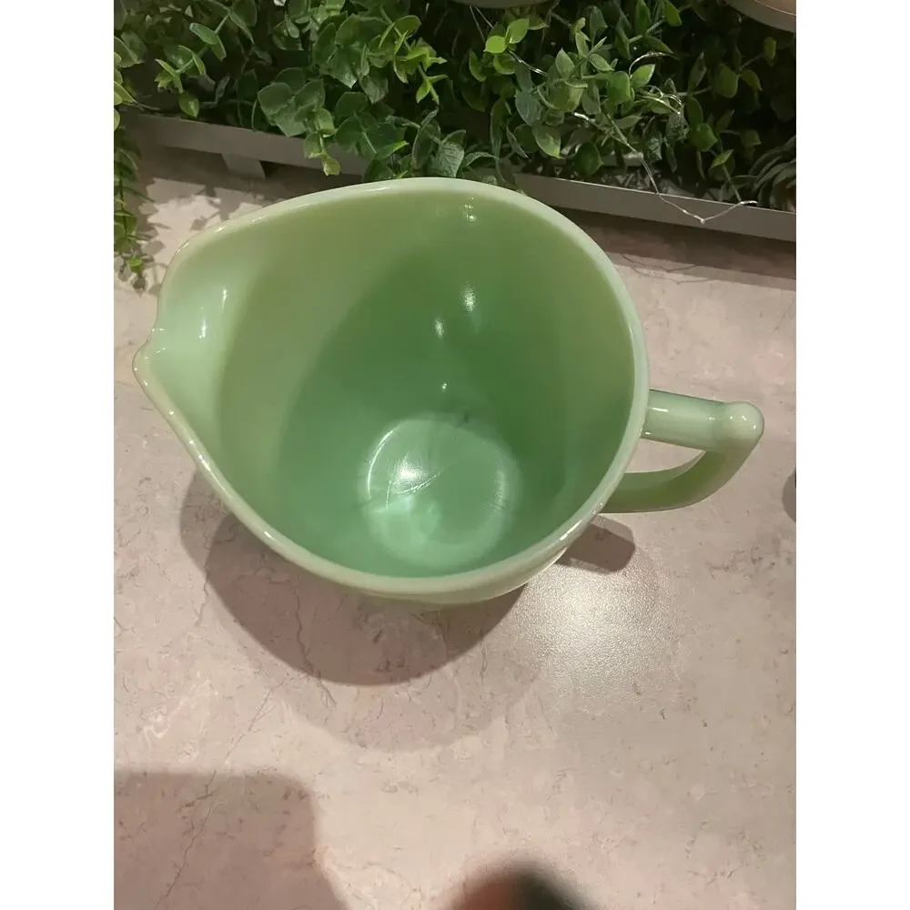 Vintage rare 32oz Jeanette Glass Milk Pitcher Jadeite Uranium Sunflower pattern